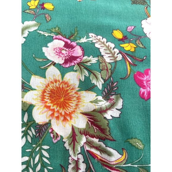 Umgee Womens Dress Green Floral Hi Lo Asymmetrical Sheer Cap Sleeves Round Neck - Picture 3 of 6